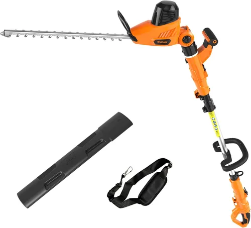 GARCARE Cortasetos Eléctrico 2 en 1, Cortasetos de Pértiga con Cable de 4.8A con Cuchilla de Corte Láser de 18 Pulgadas
