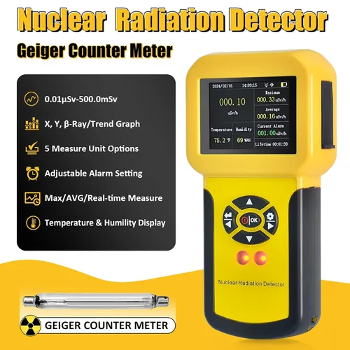 Miniatura 2 de Medidor de radiación nuclear, contador Geiger, detector radiactivo BTMETER detector de rayos X beta gamma nivel CPM con alarma, dosímetro