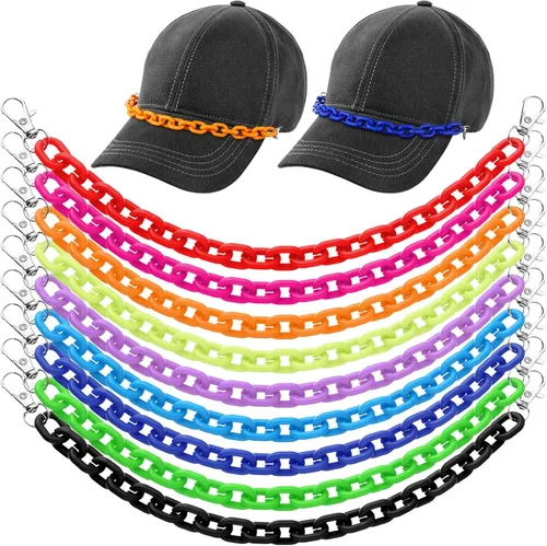 Miniatura 8 de Geyoga 9 unidades de cadenas para sombrero de camionero, dijes de sombrero de camionero para mujeres y hombres, decoración de billetes, cadena