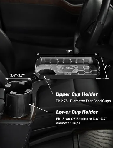 Miniatura 5 de JoyTutus - Expansor de portavasos para coche, bandeja fijable para tazas de automóvil con rotación de 360°, soporte grande para tazas que adapta
