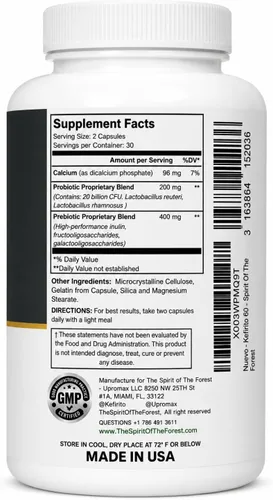 Miniatura 2 de Kefirito Daily Symbiotic Formula – Suplemento diario probiótico + prebiótico, 60 cápsulas – Absorción equilibrada de nutrientes y apoyo de comodidad