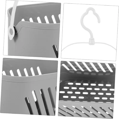 Miniatura 2 de Cesta de almacenamiento de mano de baño de plástico gris montado en la pared