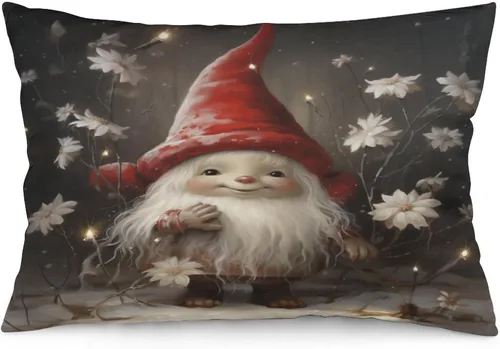 Miniatura 18 de Funda de almohada con escena de pueblo navideño con niños, fundas de almohada de 12 x 20 pulgadas, almohadas decorativas de Navidad para sofá, funda