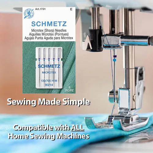 Miniatura 2 de SCHMETZ Microtex Agujas afiladas para máquina de coser, suministros de acolchado y costura, tamaño 90/14, tarjeta de 5 agujas, paquete de 1