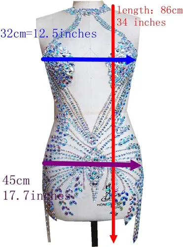 Miniatura 3 de Nuevos parches de cuerpo completo hechos a mano apliques de diamantes de imitación en red desnuda Cuentas de piedra de cristal de color AB