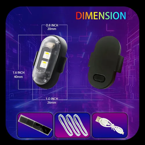 Miniatura 5 de 8 luces estroboscópicas LED inalámbricas para aeronaves con control remoto, 8 colores impermeables anticolisión luces de advertencia que se iluminan