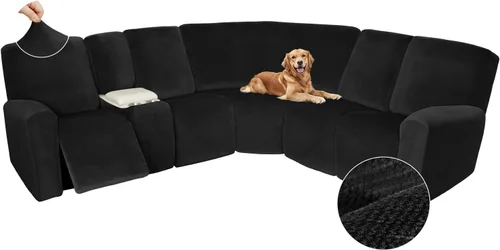 Miniatura 418 de Arfntevss Fundas de sofá seccional reclinable de terciopelo, Funda de sofá seccional de esquina para sofá reclinable, Funda elástica suave