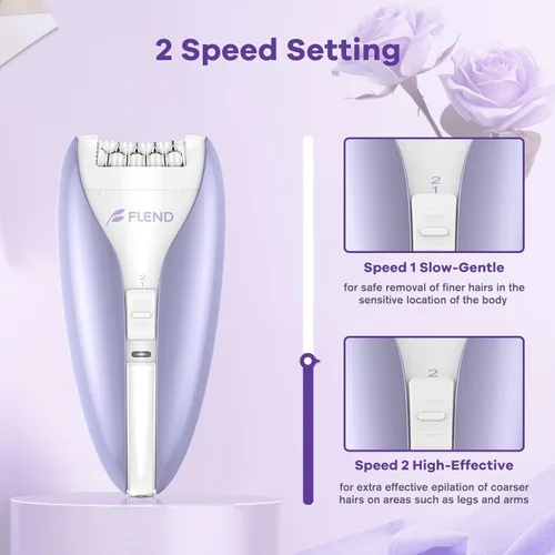 Miniatura 6 de Depiladora para mujer, dispositivo de depilación facial silencioso, tecnología de deslizamiento suave, 2 velocidades y 36 pinzas, depiladora suave