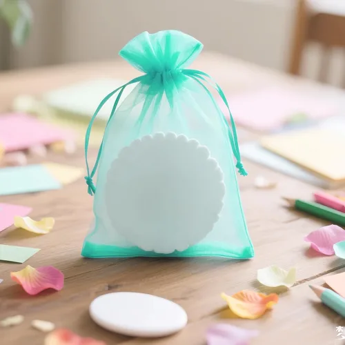 Miniatura 6 de G2PLUS 25 bolsas de organza azul aguamarina de 5 x 7 pulgadas, bolsas de malla transparente para joyas, bolsas de regalo de organza con cordón