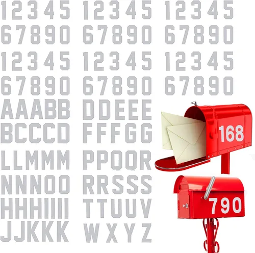 Miniatura 8 de 120 calcomanías reflectantes de números y letras para buzón, calcomanías autoadhesivas de 2 pulgadas con letras mayúsculas, calcomanías digitales