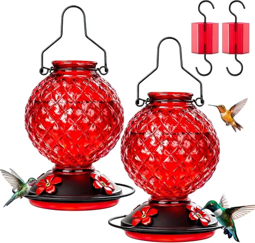 Miniatura 12 de 25 OZ Glass Hummingbird Feeder for Outdoors, Leak Proof Hummingbird Feeder with Ant Moat, 4 Bee Resistant Feeding Ports, Easy Clean Wide Mouth