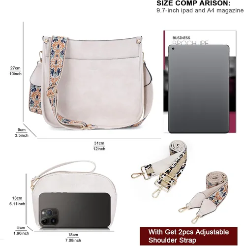 Miniatura 3 de HKCLUF Bolso cruzado para mujer, 2 piezas, de cuero, con 2 correas ajustables de leopardo, bolsa cruzada