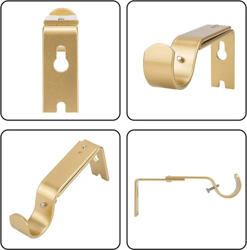 Miniatura 6 de Ycolnaefllr Juego de 2 soportes de barra de cortina ajustables resistentes dorados para barra de cortina para barra de 1 pulgada