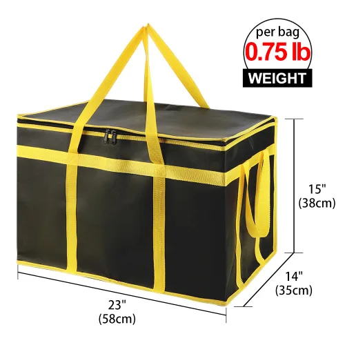 Miniatura 8 de Bodaon Paquete de 10 bolsas aisladas para entrega de alimentos para comidas calientes y frías, bolsas térmicas y enfriadoras, bolsa aislante de Negro