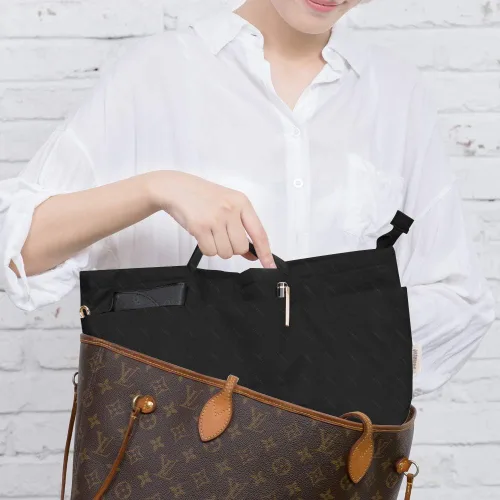 Miniatura 16 de iN Organizador de bolso con cremallera de tela de nailon para mujer, Beige