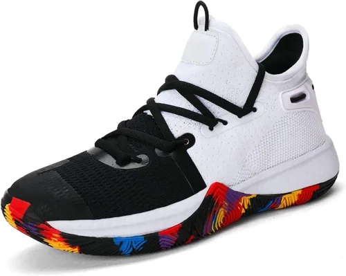ASHION Zapatos de baloncesto unisex para niños y niñas, tenis de caña alta, transpirables, con amortiguación al aire libre, zapatos deportivos