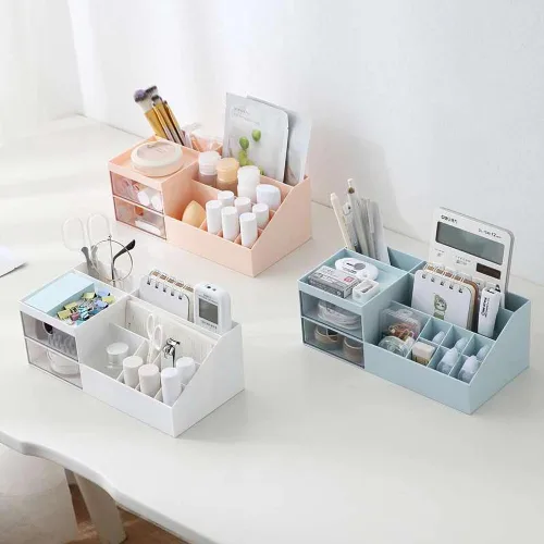Miniatura 7 de Granvela Organizador de escritorio multifuncional Caja de almacenamiento de mesita de noche con cajones para el hogar, la oficina y la escuela