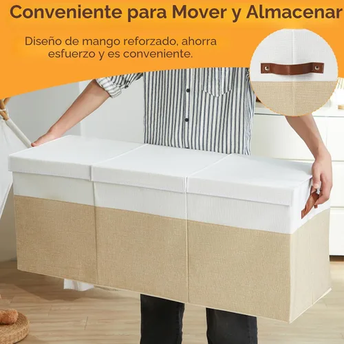 Miniatura 9 de Caja de juguetes extragrande, plegable y resistente de 150 litros con tapa, organizador de almacenamiento para niños de 40 x 14 x 16 pulgadas, baúl