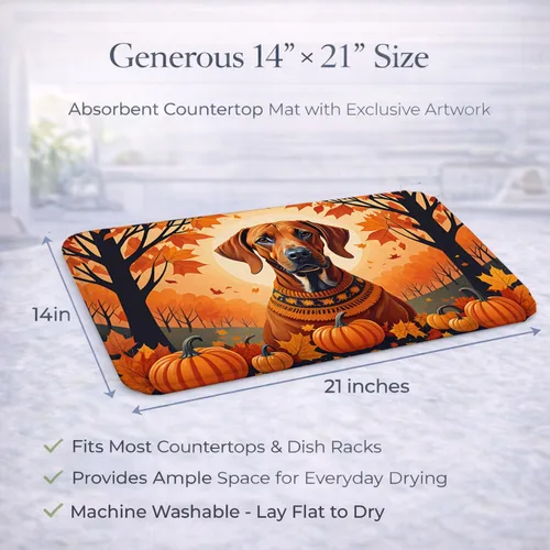 Miniatura 3 de Caroline's Treasures DAC1066DDM Rhodesian Ridgeback - Tapete de secado de platos absorbente para encimera de cocina, tapete escurridor de platos