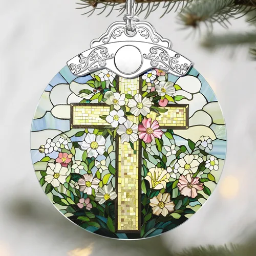 Miniatura 18 de Jocidea Adorno de Navidad de margaritas – Decoración colgante de árbol, atrapasoles – Regalo para amantes de las margaritas (blanco)