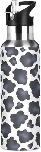 Miniatura 8 de Stainless Steel Vacuum Insulated Water Bottle 32 Oz, BPA-Free Sports Water Bottle for Gym Outdoor Travel School, Black White Cow Spots