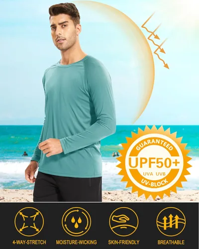 Miniatura 167 de MAGCOMSEN Camisas de manga larga para hombre, protección solar UPF 50+, camisetas atléticas para senderismo, correr, entrenamiento, protección