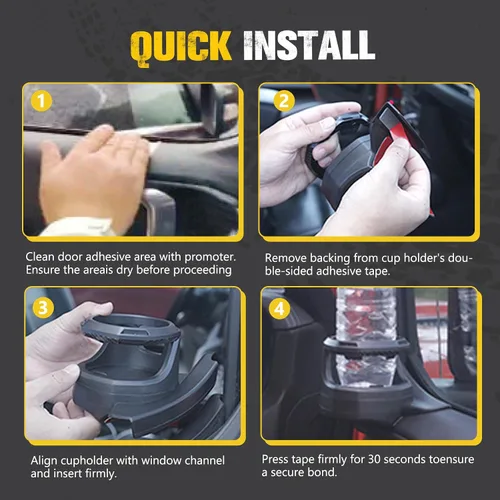 Miniatura 8 de BUNKER INDUST Portavasos de ventana compatible con 20192020 2021 2022 2023 2024 Dodge Ram 1500 2500 3500, 1 par de portavasos para puerta de auto