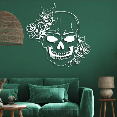 Miniatura 6 de Arte de pared de metal de calavera de azúcar, arte de pared de metal de calavera, decoración de pared de metal gótico, arte de pared de metal