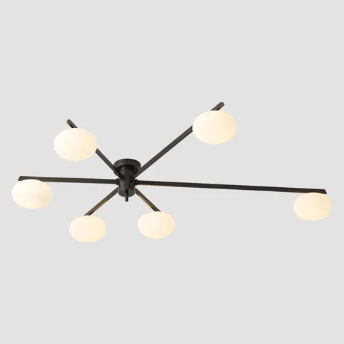 Miniatura 12 de Lámpara de araña moderna Sputnik de 3 luces con pantalla de vidrio lechoso - Lámpara de techo empotrada negra para cocina