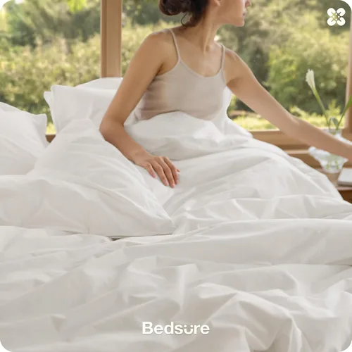 Miniatura 2 de Bedsure Funda de edredón de algodón tamaño individual – Funda de edredón de lujo con tejido slub 100% algodón con una textura similar al lino, ropa