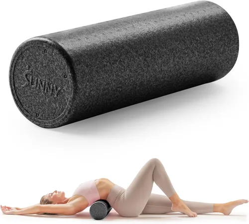 Sunny Health & Fitness Rodillo de espuma de alta densidad de 12" a 36", para estiramiento y recuperación muscular - Negro, azul, rosa