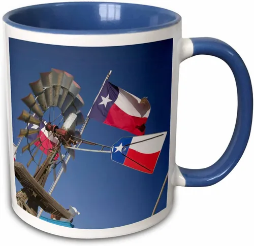 Miniatura 11 de 3dRose TEXAS, Panhandle Amarillo Old Water Pump, Banderas, US44 WBI0069 - Walter Bibikow - Taza negra de dos tonos de 11 onzas