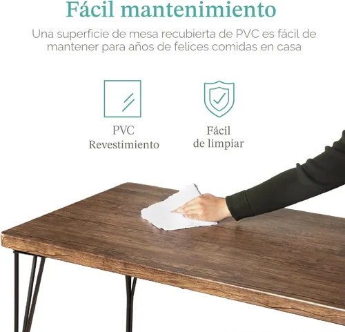 Miniatura 6 de Best Choice Products Juego de 5 muebles de mesa de comedor rectangulares modernos de metal y madera para interiores, para cocina, comedor, rincón