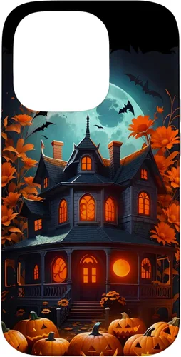Miniatura 16 de Funda para iPhone 11 Pro Max Halloween espeluznante casa embrujada murciélagos y calabazas talladas