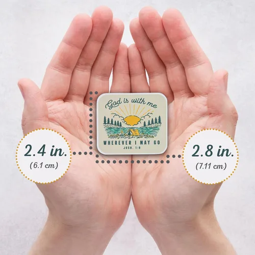 Miniatura 3 de Christian Art Gifts Imán inspirador de escritura para refrigerador para hombres y mujeres con versículo bíblico: Dios está conmigo, diseño de escena