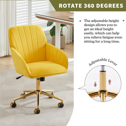 Miniatura 8 de Silla de escritorio de terciopelo para oficina en casa, moderna y bonita silla de trabajo para computadora con respaldo, silla de tocador tapizada