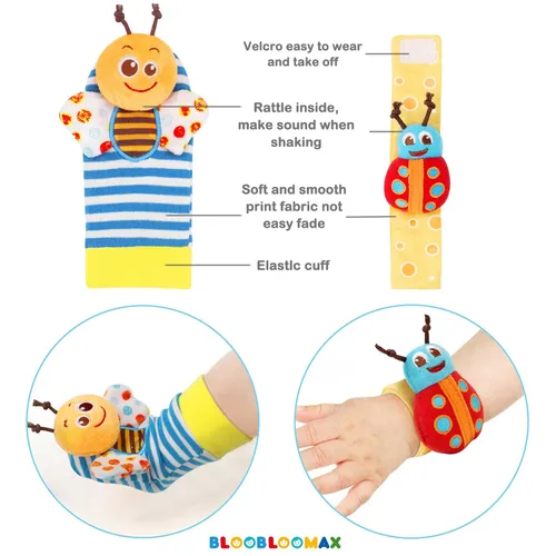 Miniatura 6 de Bloobloomax Juguetes de sonajeros para bebés de 0 a 12 meses, juguetes para bebés de 3 a 6 meses, juguetes de manos y pies para recién nacidos de 0