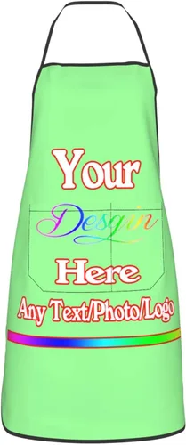Miniatura 32 de Delantal de diseño personalizado para mujeres y hombres con bolsillos, delantal de cocina personalizado, diseño de logotipo de texto