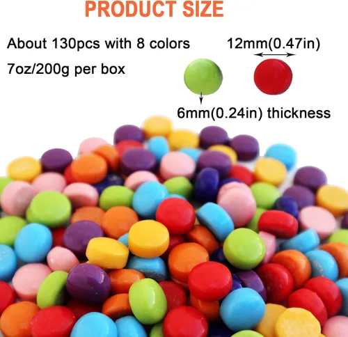 Miniatura 5 de Mosaico redondo de 0.47 pulgadas para manualidades, piezas de mosaico de vidrio de colores surtidos de 7 onzas para suministros de arte, kit de Arco