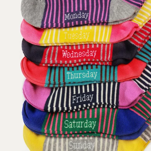Miniatura 4 de COTTON DAY Caja de regalo de 7 días de la semana, calcetines cortos de moda para niños y niñas, diseño de animales, flores, estrellas, rayas
