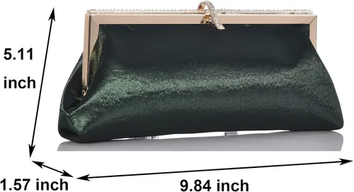 Miniatura 3 de Bolsa de embrague clásica de satén de lujo con elegante bolso cruzado con diamantes de imitación para boda novia graduación graduación