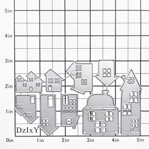 Miniatura 2 de DzIxY Casas Troqueles de corte de metal para kit de fabricación de tarjetas, troquelados de papel en relieve, plantillas de máquina de álbumes