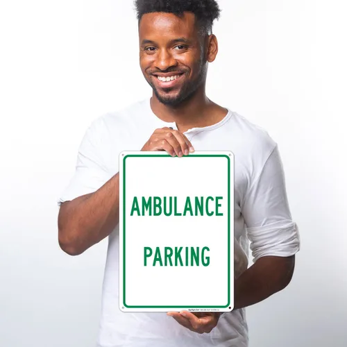 Miniatura 2 de Señal de estacionamiento de ambulancia, 10 x 14 pulgadas, aluminio 040 libre de óxido, resistente a la decoloración, fabricado en Estados Unidos