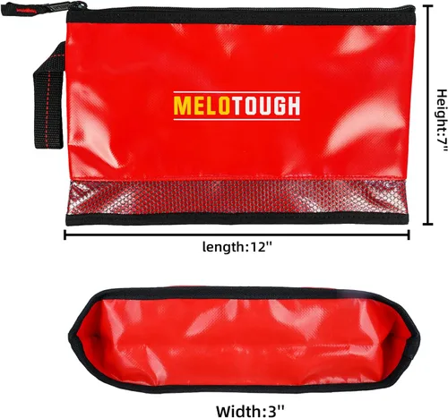 Miniatura 2 de MELOTOUGH Material impermeable 12 pulgadas bolsa de herramientas con cremallera paquete de 2, bolsa de herramientas multiusos para herramientas