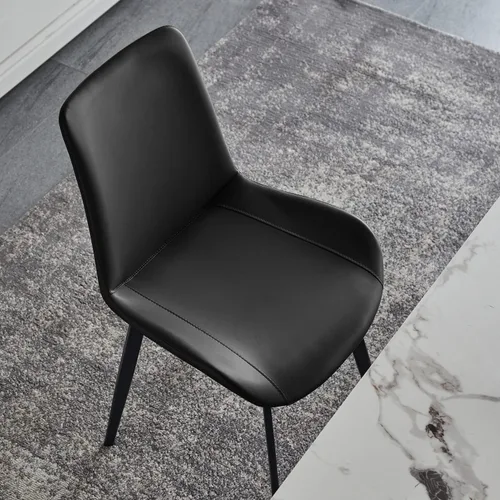 Miniatura 2 de seonyou Juego de 4 sillas de comedor de piel sintética negra para cocina, comedor, cómoda silla moderna de mediados de siglo con patas de metal
