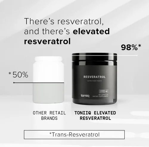 Miniatura 4 de Toniiq Cápsulas de Resveratrol de ultra alta pureza - 98% Trans-Resveratrol - Altamente purificado y biodisponible - 180 cápsulas Suplemento