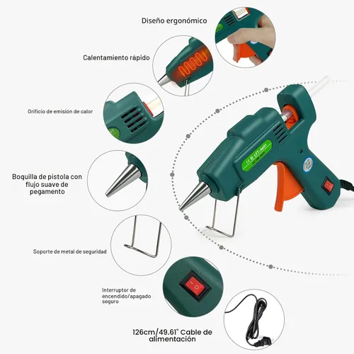 Miniatura 2 de SHJADE - Pistola de pegamento caliente con 30 barras de pegamento, pistola de fusión en caliente de precalentamiento rápido, kit de mini pistola