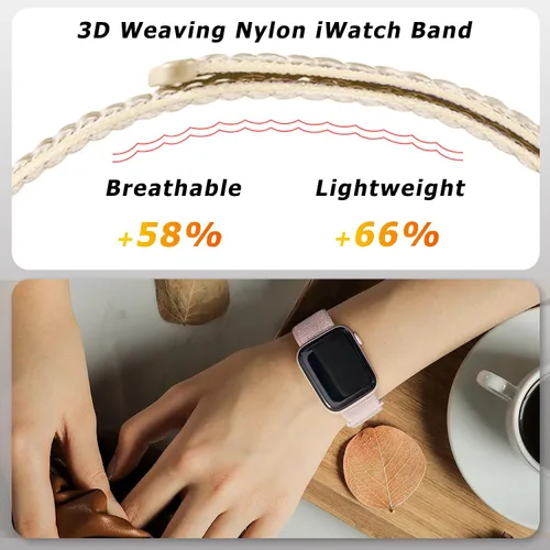 Miniatura 4 de Paquete de 15 correas deportivas de nailon compatibles con Apple Watch Band de 1.614 in 1.575 in 1.496 in 1.929 in 1.772 in 1.732 in 1.654 in
