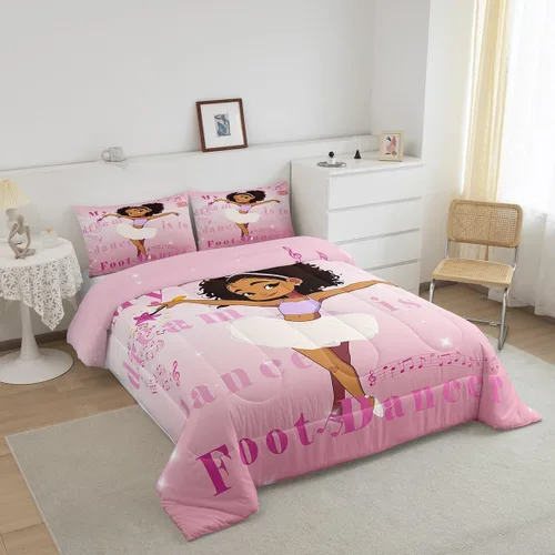Miniatura 89 de Erosebridal Juego de ropa de cama de princesa de ballet, tamaño Queen, juego de edredón de 3 piezas para niñas bailarinas de ballet, lindo juego