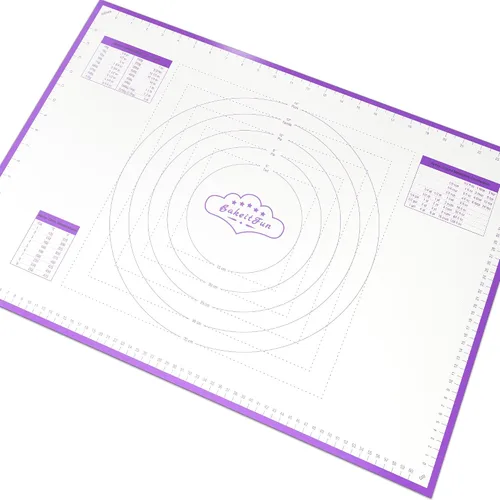 Alfombrilla de silicona para repostería grande, alfombrilla antiadherente para amasar con marcas de medida en pulgadas y centímetros, cuadros de